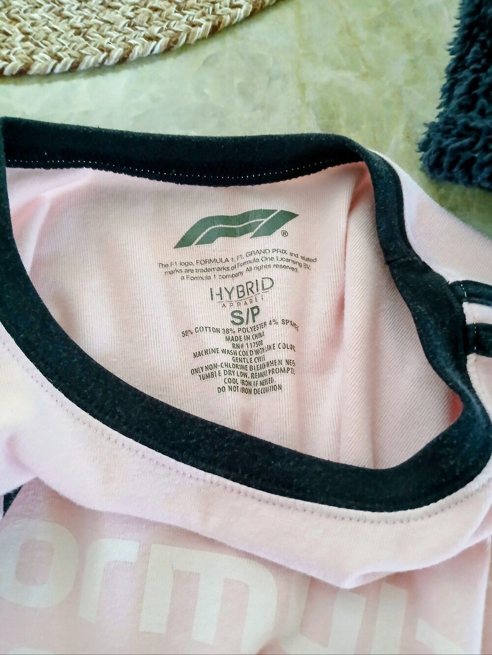 Hybrid Apparel Light Pink T‑Shirt with Black Trim